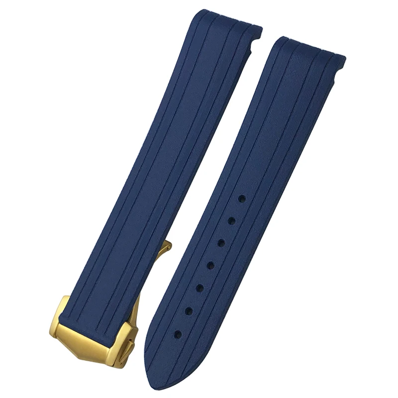 20mm 19mm 18mm Curved End Rubber Silicone Watchband for Omega Seamaster 300 AT150 Men Women Bracelets Watch Strap Foldover Clasp