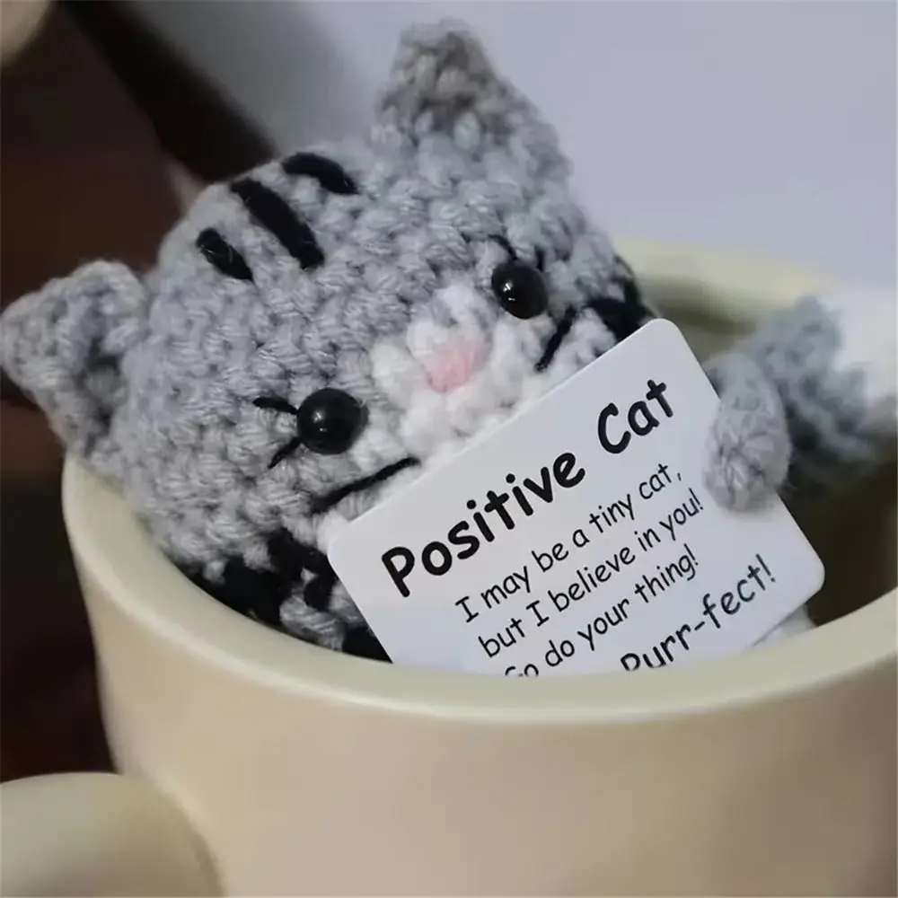 Carton Yarn Crochet Cat Crochet Handmade Knitted Positive Energy Cat Cute Handmade Knitted Home Decoration