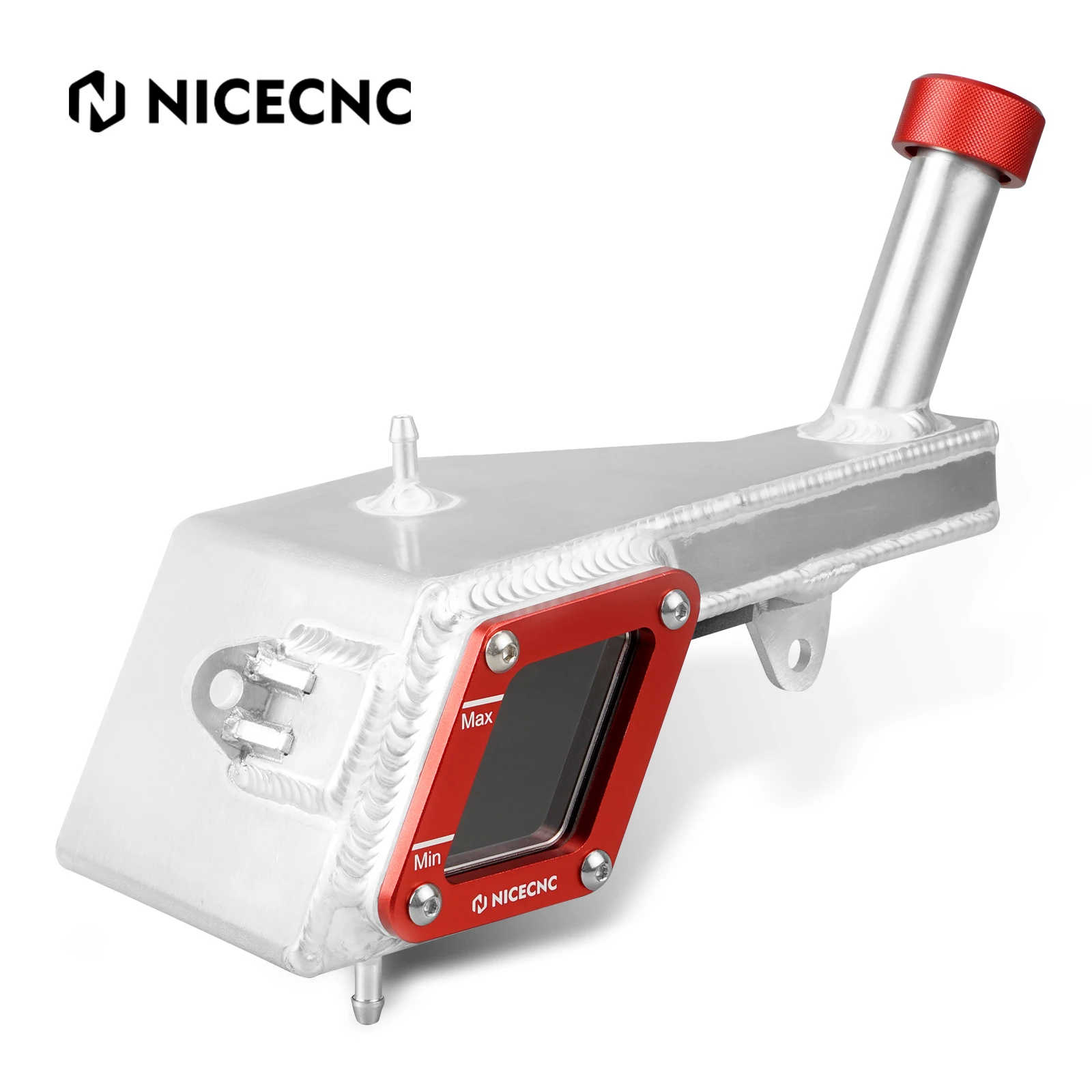 NICECNC For Honda TRX450ER 2006-2014 Radiator Reservoir With Cap Tank TRX450R 2006-2009 Transparent Window ATV Cooling Tank﻿
