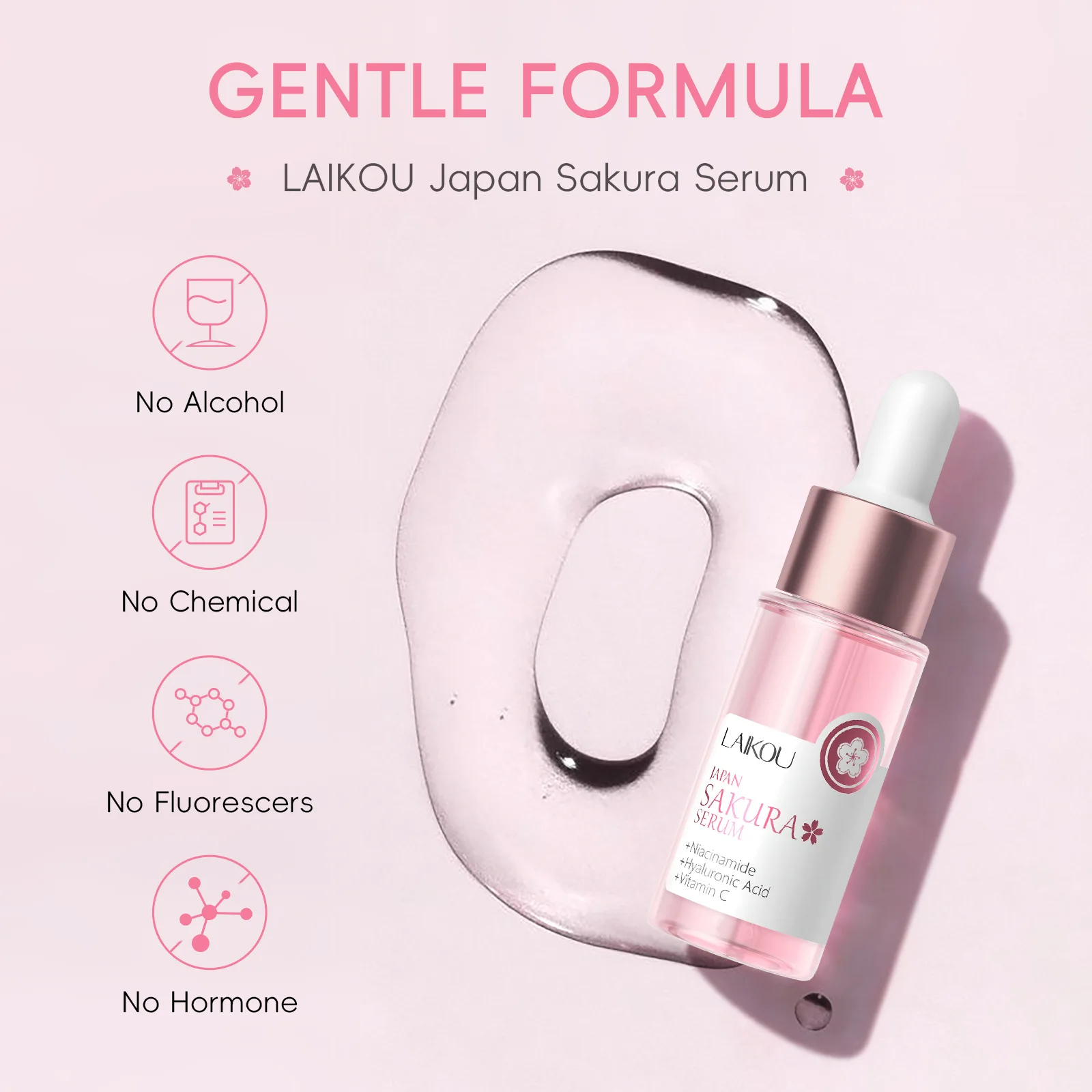 LAIKOU Sakura Face Serum Brightening Essence Shrink Pores Hydrating Moisturizing Treatment Repair Serum Skin Care 17ml or 30ml