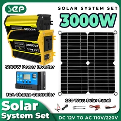 New 200W 5V Solar Panel 3000W Inverter  USB Solar Kit with 30A Controller off grid solar system kit complete fotovoltaic system