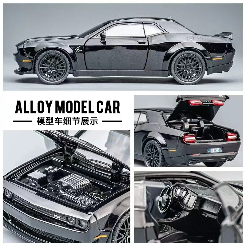 1:32 Dodge Challenger Hellcat Redeye Alloy Die Cast Muscle Car Model Sound and Light Children\'s Toy Collectibles Birthday Gift