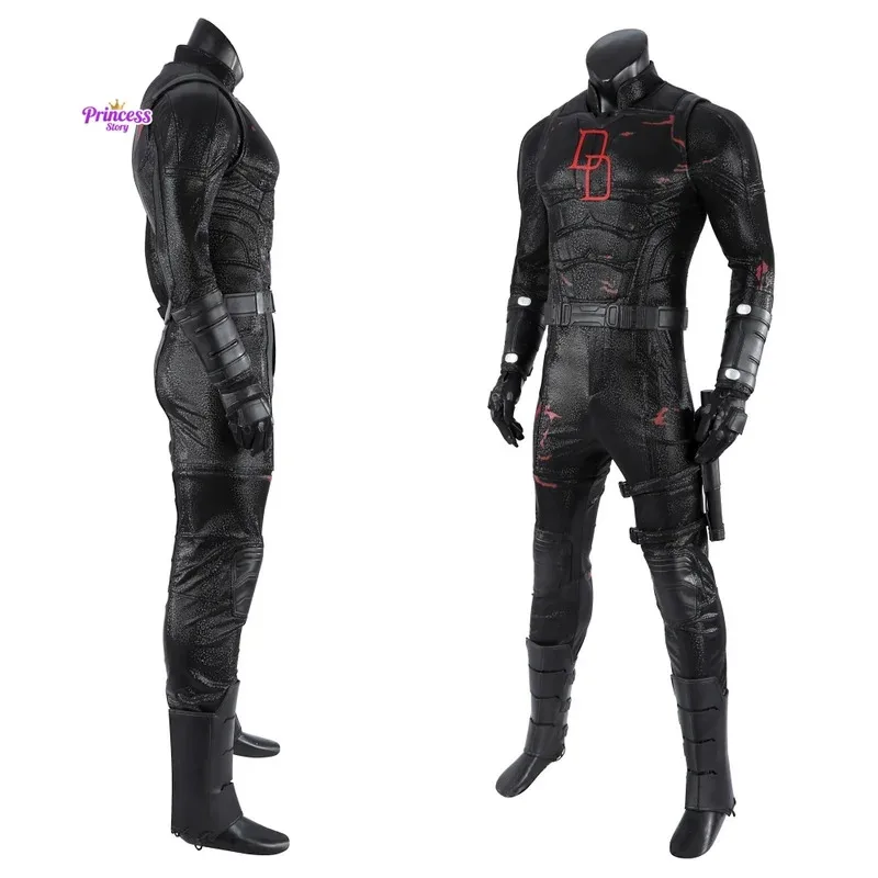 

Born Again Matt Murdock Cosplay Costume Black Muscle Jumpsuit Vest Outfit Halloween Male Battle Suit Custom Made ob;8