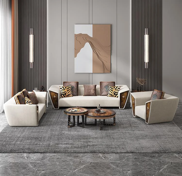 

Wholesale living room furniture Modern L-shaped microfiber fabric corner combination sofa set with wooden legs