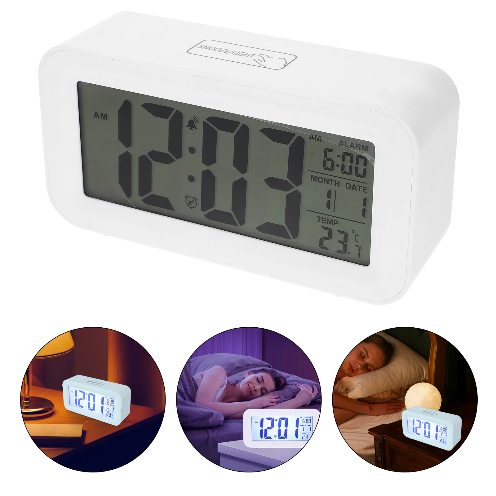 

Alarm Clock Smart LCD Multifunctional Digital Energy Saving Professional Snooze Function Gradual Sound