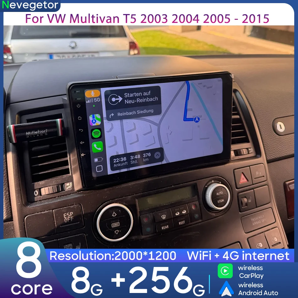 For VW Volkswagen Multivan T5 2003-2015 Car Multimedia Player GPS Video Player Navigation Android Auto CarPlay Radio Stereo 2din