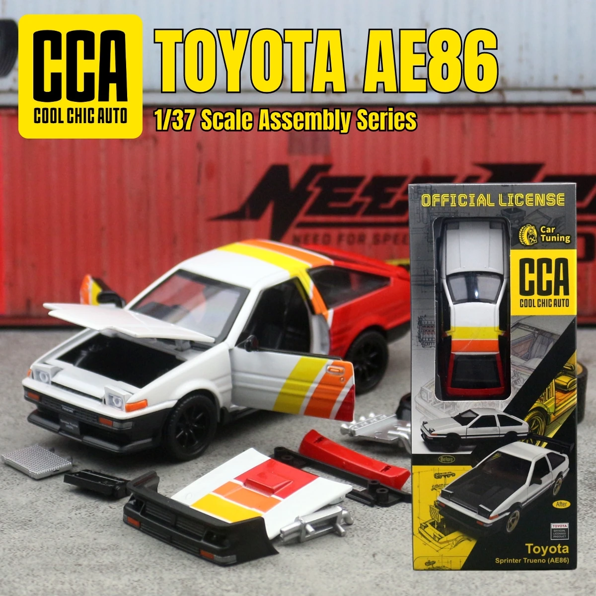 1/37 TOYOTA AE86 Sprinter Trueno Racing Toy Car CCA Assembly Model Kit Diecast Miniature Free Wheels Collection Gift For Boys