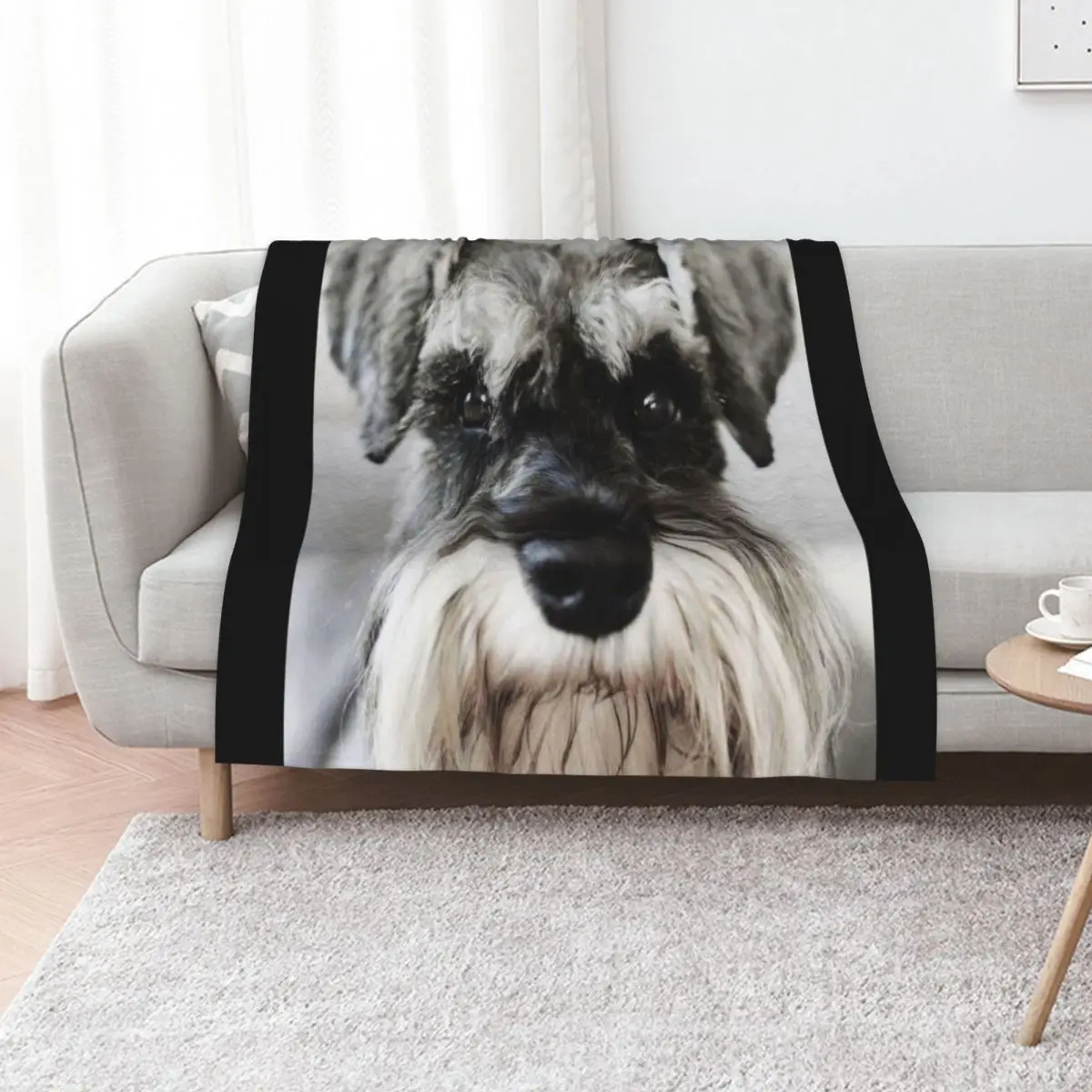 

Schnauzer dog full face pets dogs cute puppy Throw Blanket Hairy Flannel Baby Soft Plaid Blankets