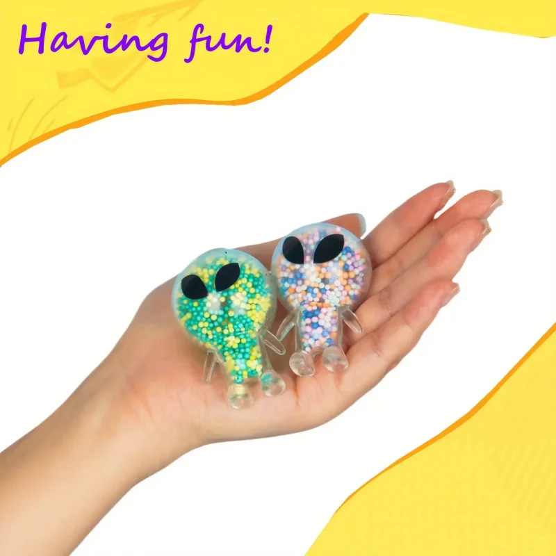 2 Stück Mini Squishy Alien Spielzeug Alien Quetschspielzeug Stressabbau-Spielzeug für Partys Lustige Weltraum-Kreatur-Bälle Fidget-Spielzeug – Detail 4