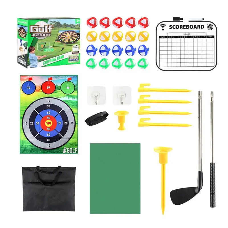 Golf Chipping Game Mat Set Dart Target Mat With Golf Club And 20 Sticky Ball Stick Chip Games Set With Golf Club For Adults And