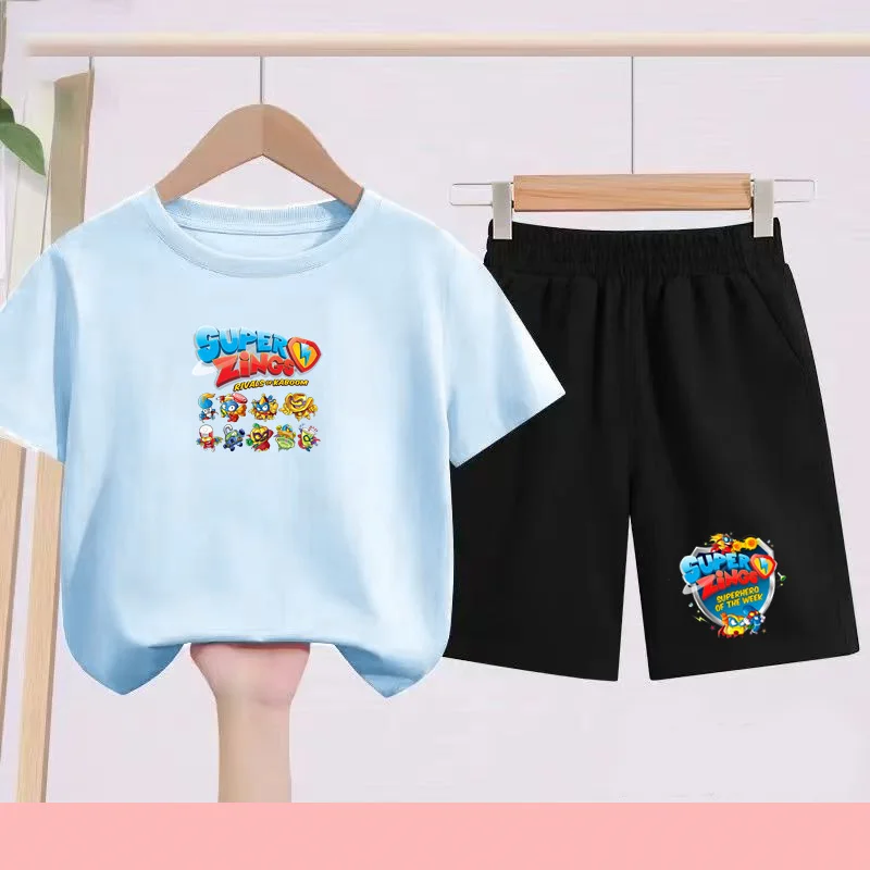 

Children's Sports Set for 3-13 Years Old: Cartoon and Anime Pattern Sports Set, Charming Summer Sports T-shirt + Shorts