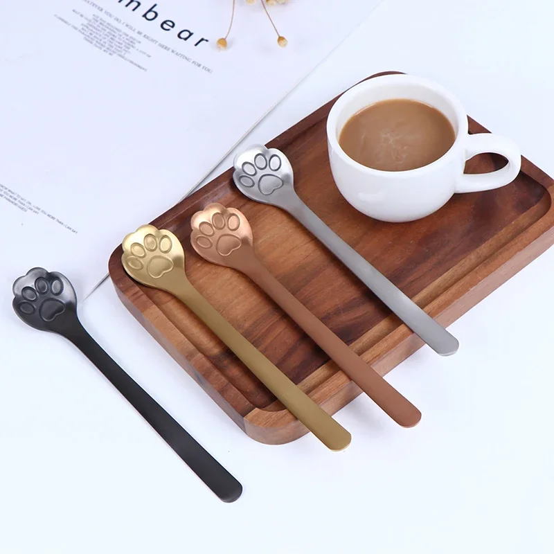 Tea Coffee Dessert Spoons Cute Kitchen Tools Stainless Steel Creative Cat Paw Claw Hollow Spoon Stirring Spoon