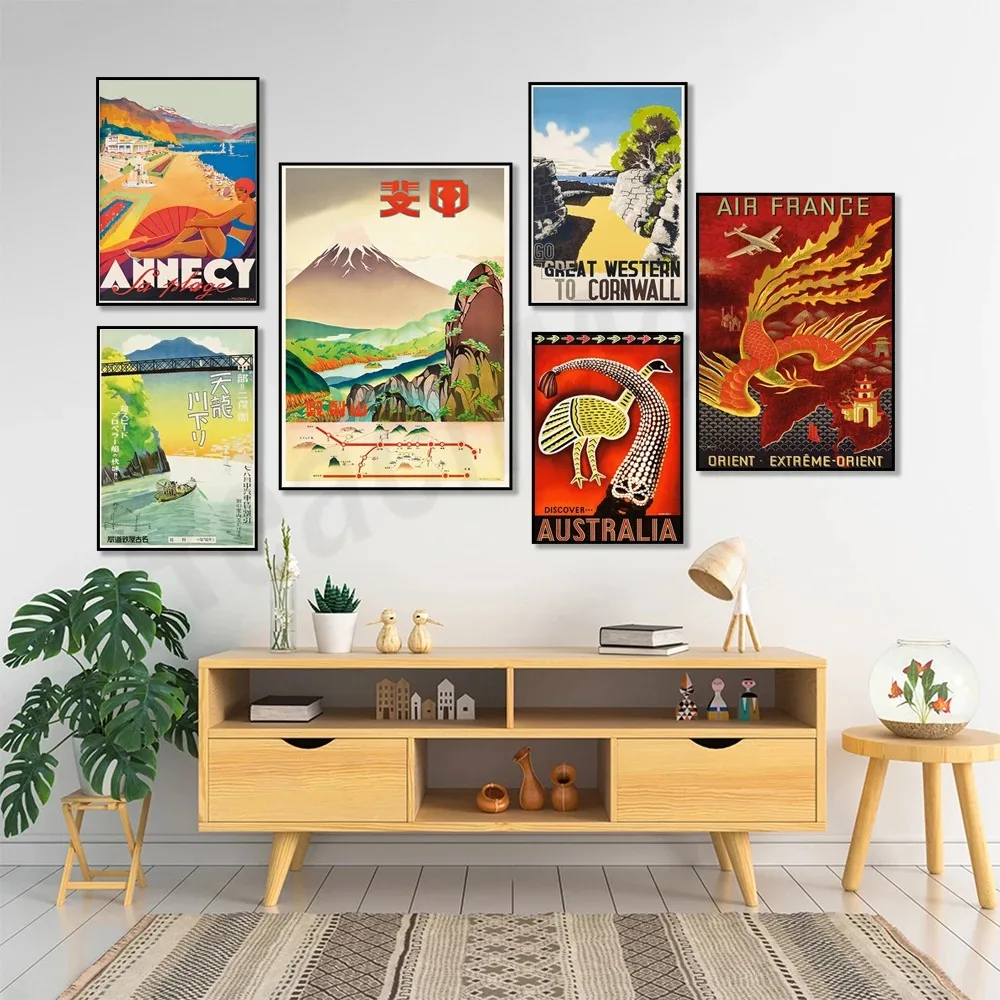 Tarn Gorge, Annecy Beach, Cornwall, Air France Near East, German Autobahn, Champagne, Morocco, London Zoo retro travel poster