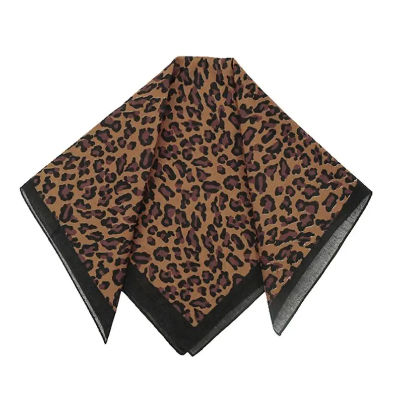 55CM Cotton Vintage Leopard Print Square Hip Hop Printed Bandana Men Women Outdoor Headbands Band Wrist Wraps Scarves