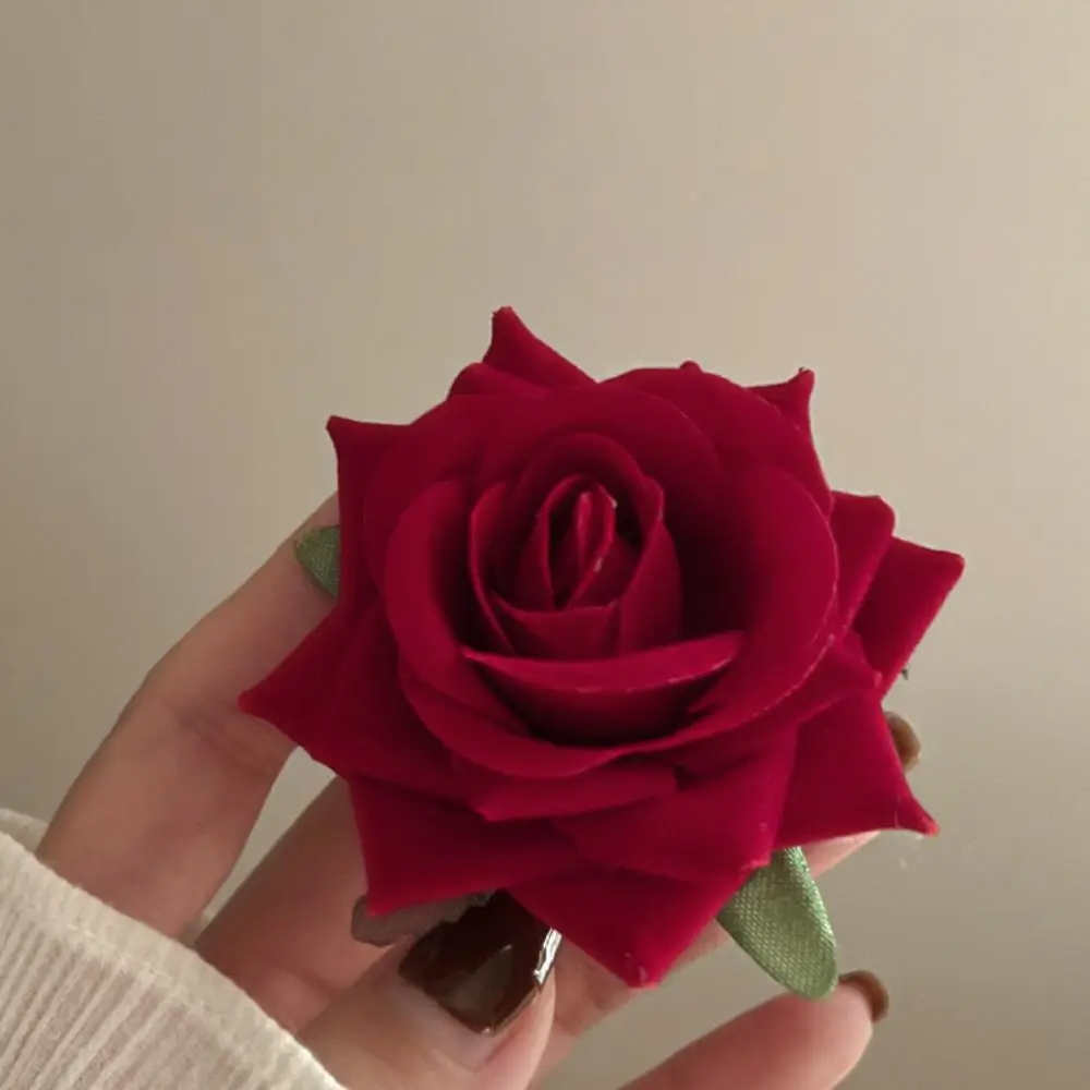 Fashion Vintage Flower Hair Clips Hair Accessories Headwear Red Rose Hairpin Fairy Headdress Side Clip Girls