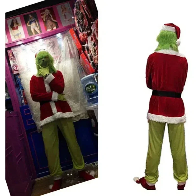 Kostium do odgrywania ról na żywo Święty Mikołaj Monster Zielony potwór Grinch Kostium do odgrywania ról dla dorosłych i dzieci