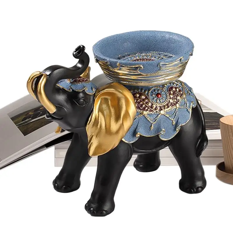 

Elephant Statue Home Decor Good Luck Elephant Figurines Sculpture Resin Sculpture Trinket Tray Desk Accessories Home Decorations