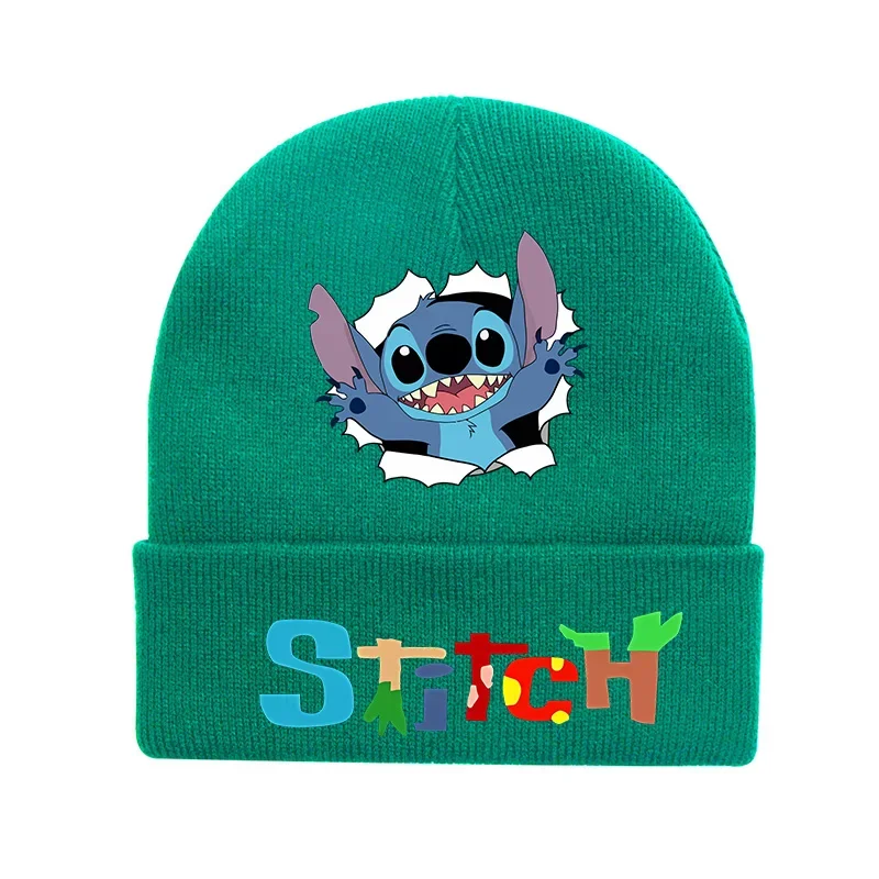 Disney Stitch chłopiec dziewczyna czapki z dzianiny Outdoor utrzymuj ciepło kreskówki rozciągliwe czapki jesienno-zimowa czapka dziecięca miękkie