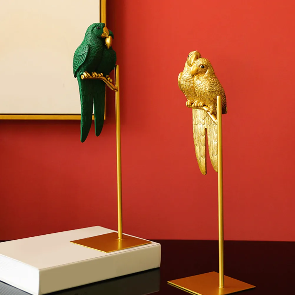 Couple Parrot Desktop Decor Premium Resin Ornament for Home Office Desk Tabletop Photography Prop Gift Unique Exquisite Design