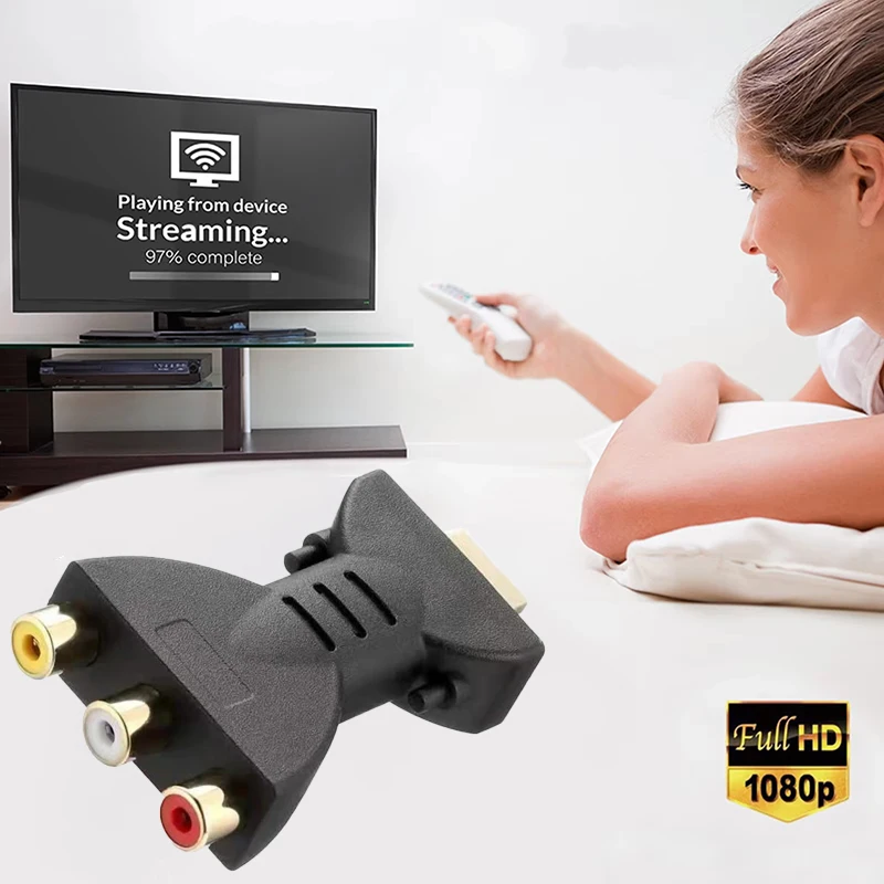 

HDTV к AV позолоченный HDMI-совместимый штекер к RCA красный желтый белый видео аудио адаптер AV-компонент конвертер разъем для DVD
