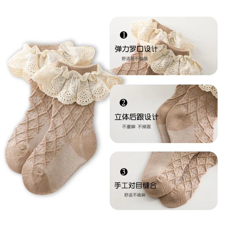 Children Princess Socks Cotton Kids Girls Socks With Big Bows Knee High  For Girls Newborn Baby Long Sock Autumn Winter Style