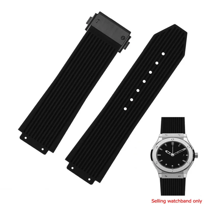 26mm*19mm Silicone Rubber Watchband Applicable for Hublot BIG BANG Black Men Strap With Butterfly Buckle Tools Watch Accessories