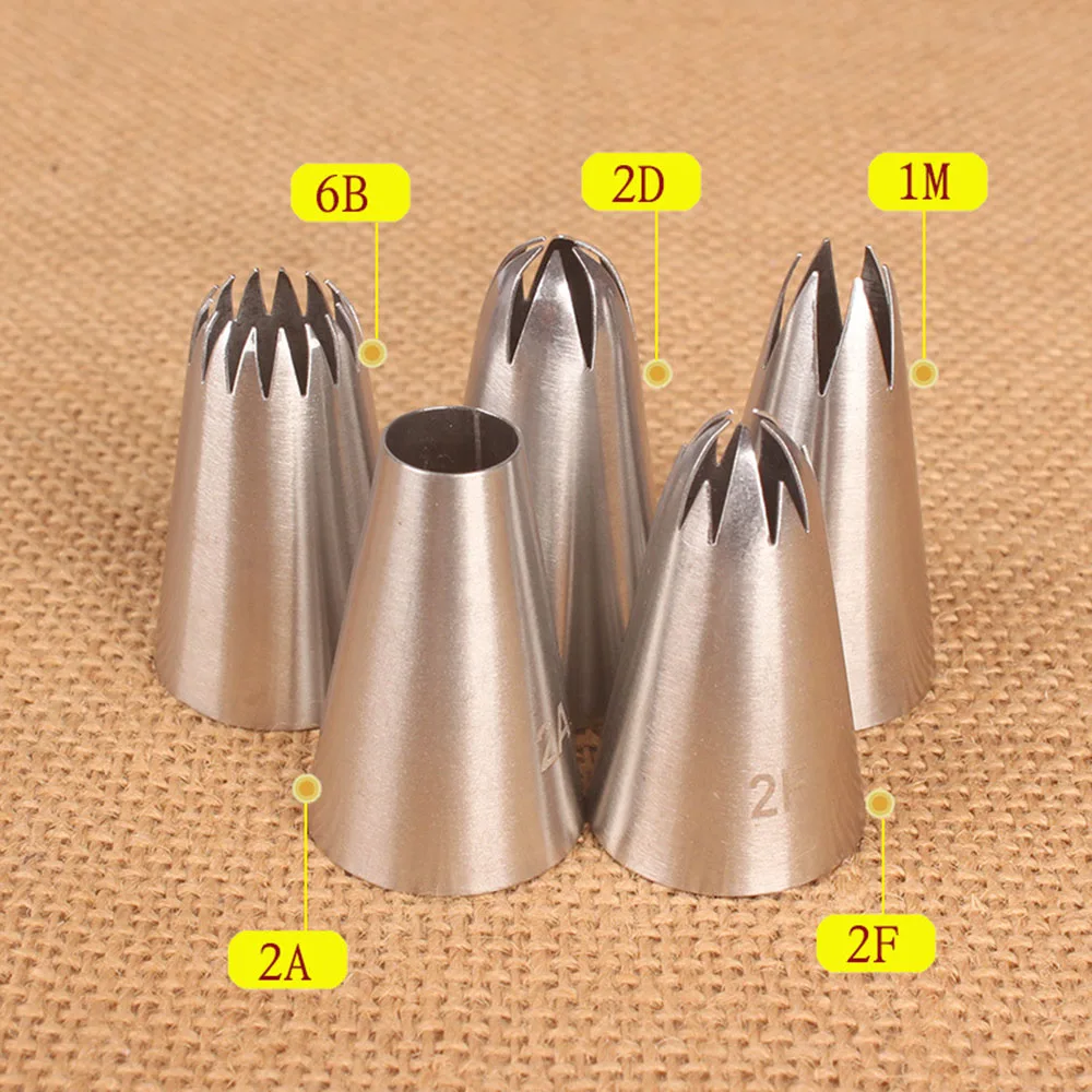 5Pcs/lot Icing Piping Pastry Nozzles Tips For Cakes Fondant Decor Confectionery Flower Cream Nozzle Kitchen Gadgets