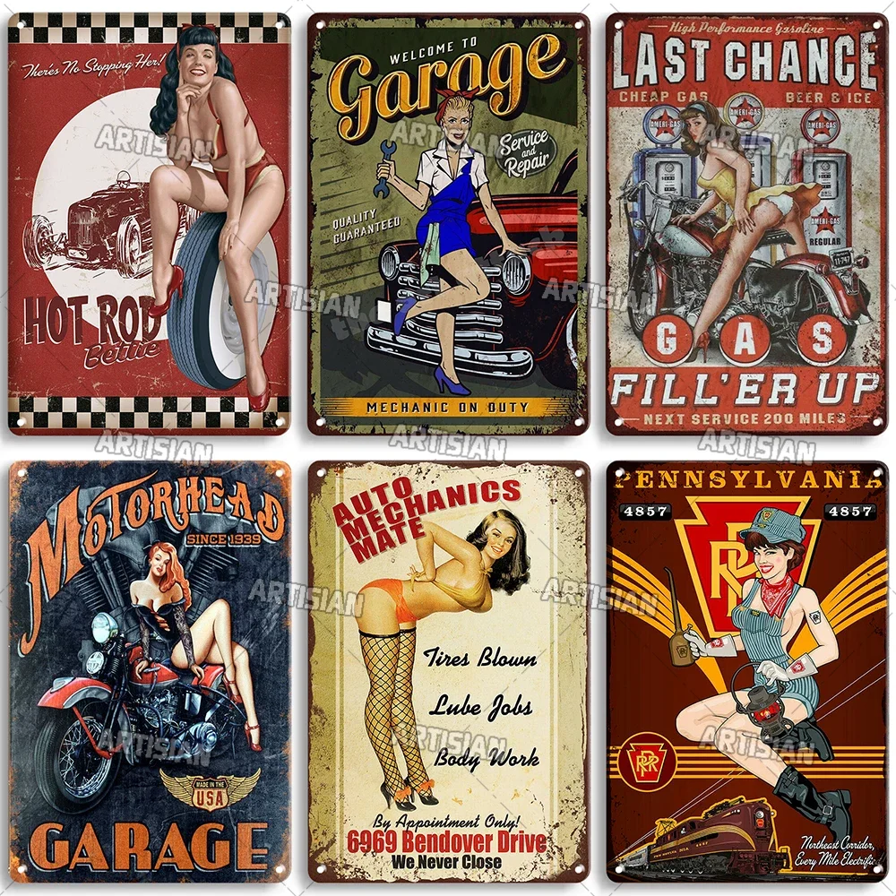 لافتة قصدير معدنية مثيرة للفتيات ، دبوس ، فتاة NGK ، لوحة جراج ، منزل ، بار ، نادي ، ديكور صناعي صدئ ، ملصق لوحة معدنية