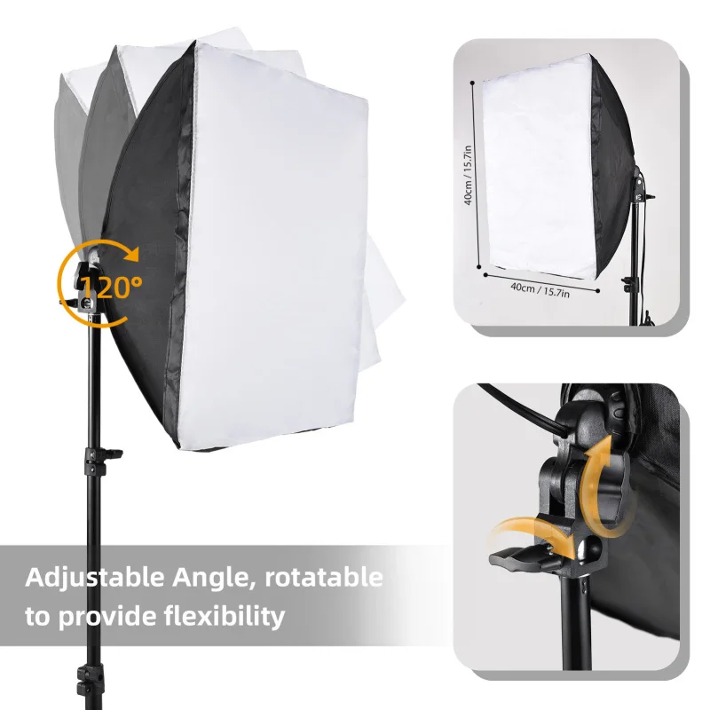 Andoer Studio Photography Light Kit Softbox Lighting Set Including Bi-color LED Light for Photo Live Streaming Video Recording