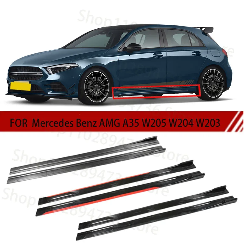 

FOR Mercedes Benz AMG A35 W205 W204 W203 2M Car Side Skirt Extension Plate Lip Separator Bumper 2.18M Racing Side Spoiler