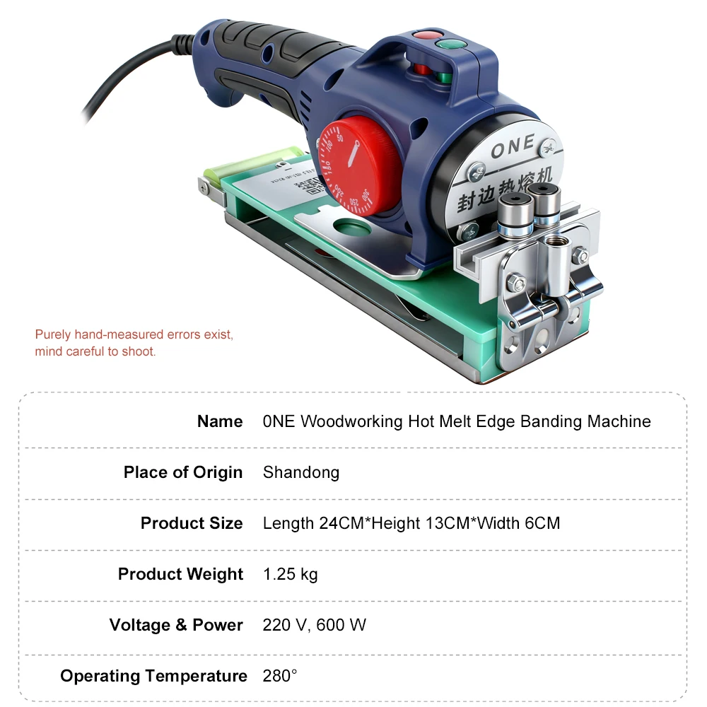 Aplicadora de bandas de borde portátil para carpintería, aplicadora de bandas de borde de fusión en caliente de 220V, aplicadora de bordes de Panel con temperatura ajustable