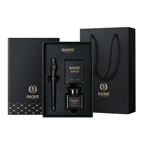 BAOKE T18/T19/T20 Black Grey Fountain Pen Gift Set, Includes Ink Bottle, 6 Cartridges, Exquisite Package, Smooth Writing Pens