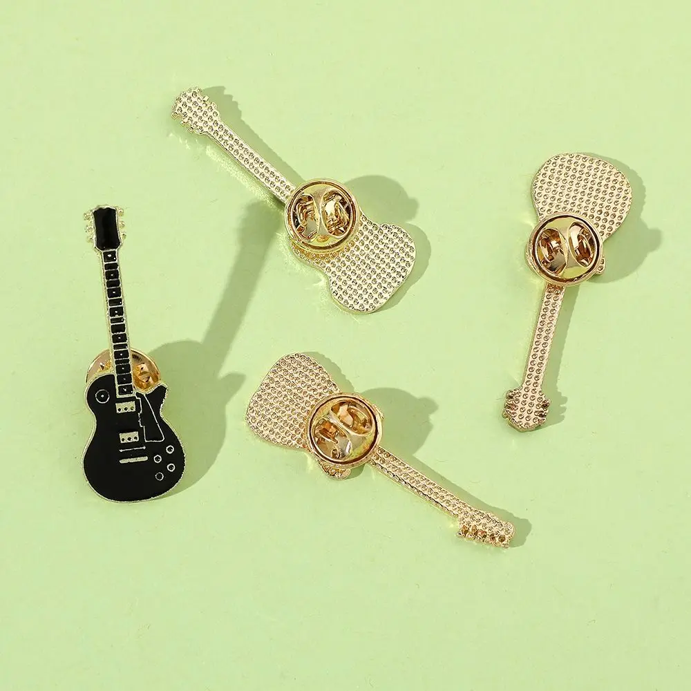 1Pc Cartoon Guitar Brooch Clothing Accessories Funny Metal Guitar Lapel Badge Rock Band Guitar Enamel Pins