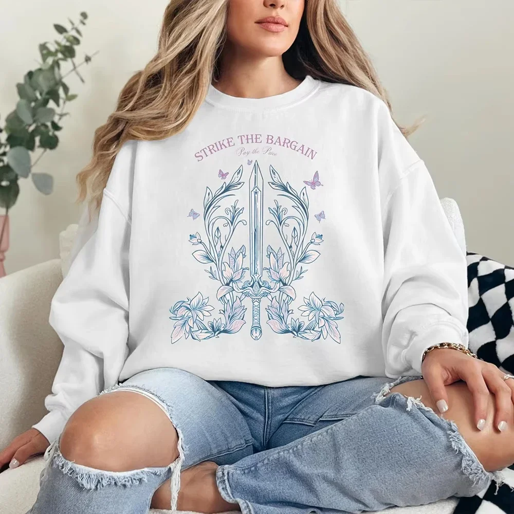 

Celestial Blade Fantasy Crewneck Floral Sword Novelty Sweatshirt Bookish Gift for Romantasy Booktok Readers Unisex Design