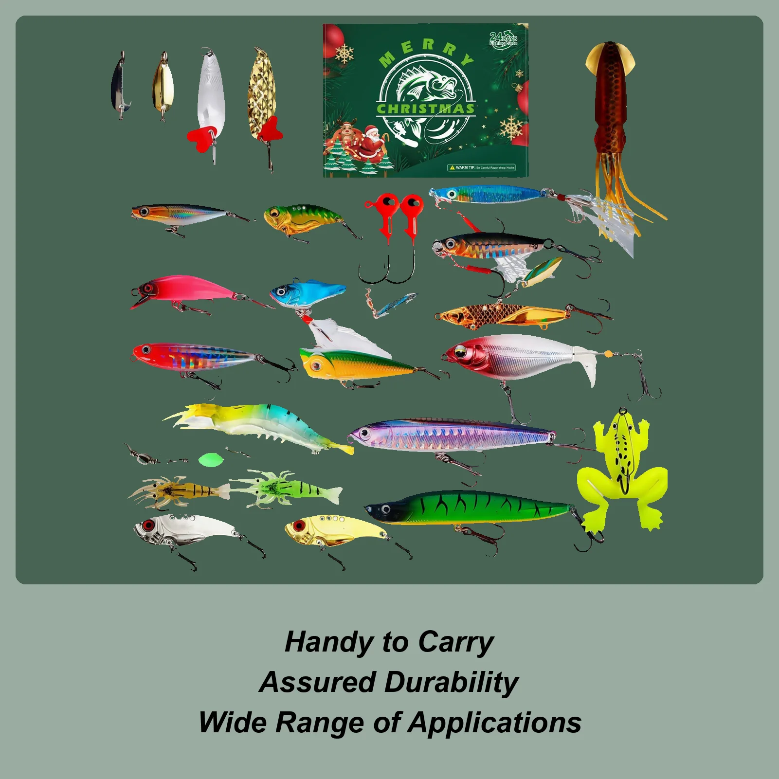 釣りカウントダウンカレンダー-24-日間クリスマス釣りカウントダウンカレンダー-ルアーキット-淡水海水漁師-大人男性用