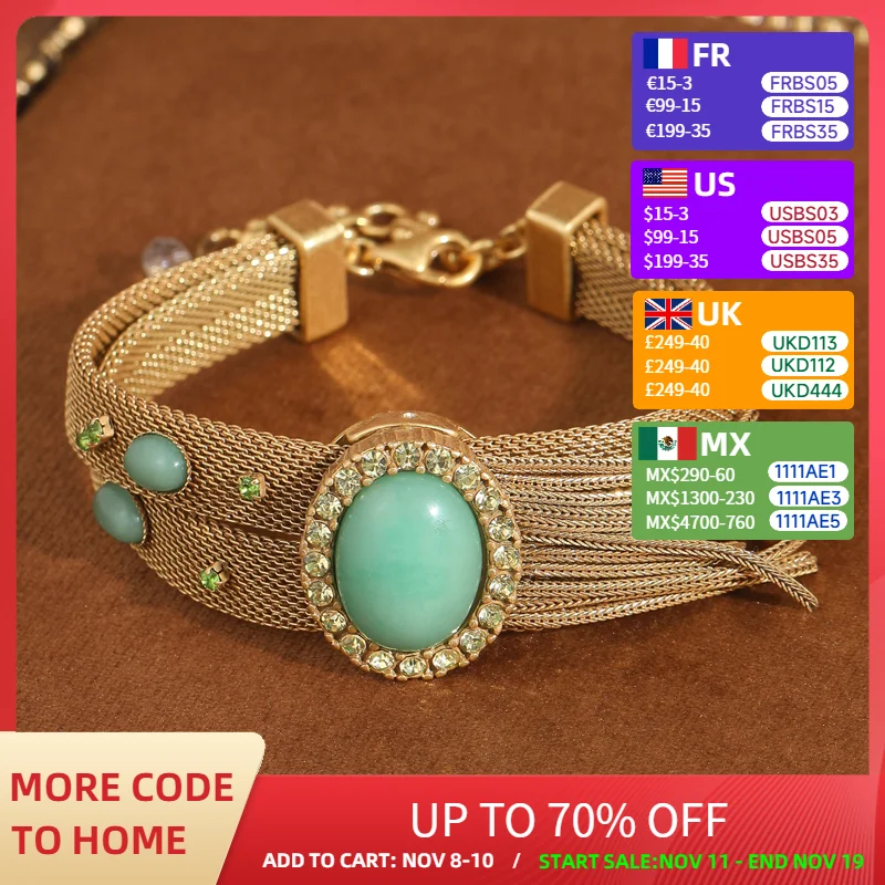 

Vintage Oval Jade Bracelet Belt Buckle Watch Chain Natural Stones Green Retro Gold Color Woman Luxury Accessories Jewelry Gift