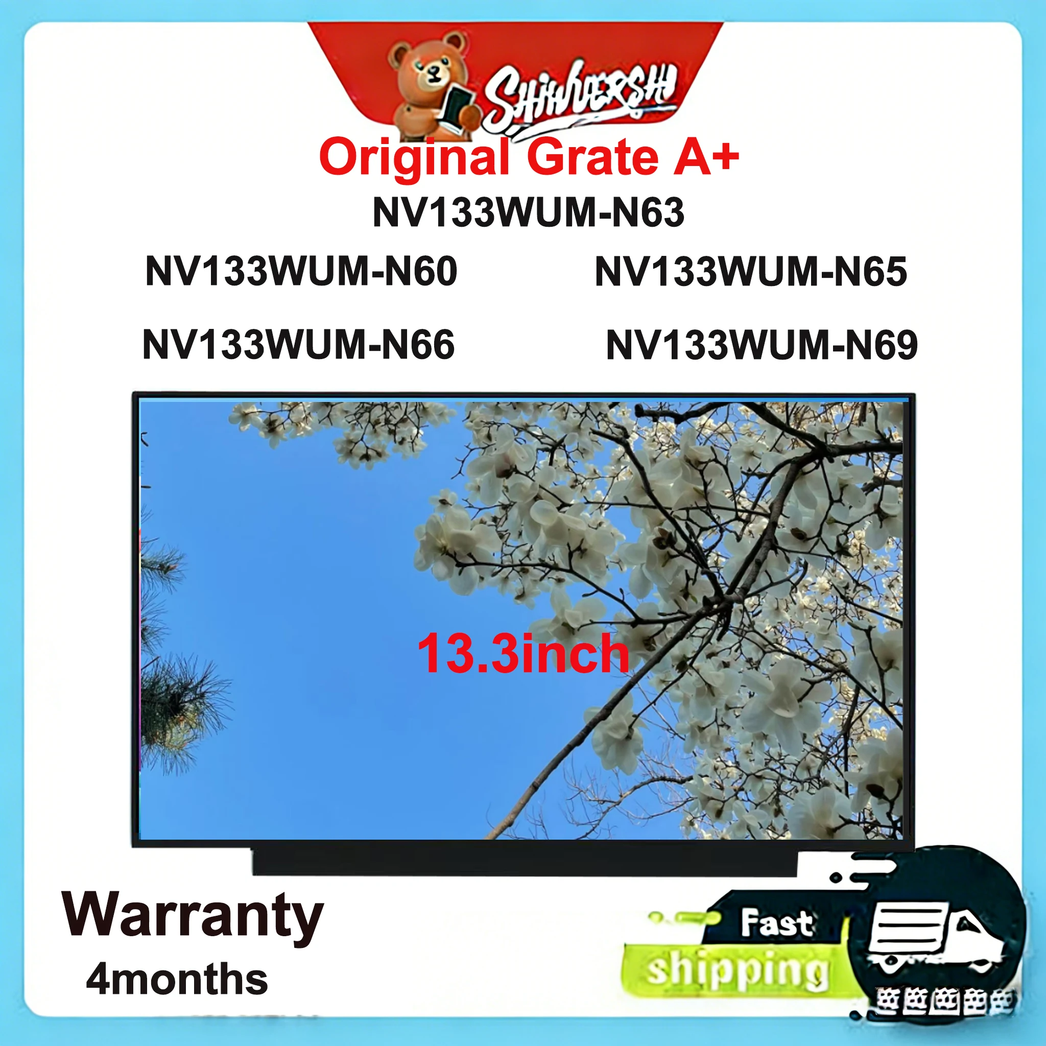 

Original New A+13.3 inch Slim Laptop Lcd Screen Panel NV133WUM N60 NV133WUM N63 NV133WUM N65 NV133WUM N66 NV133WUM N69 60HZ