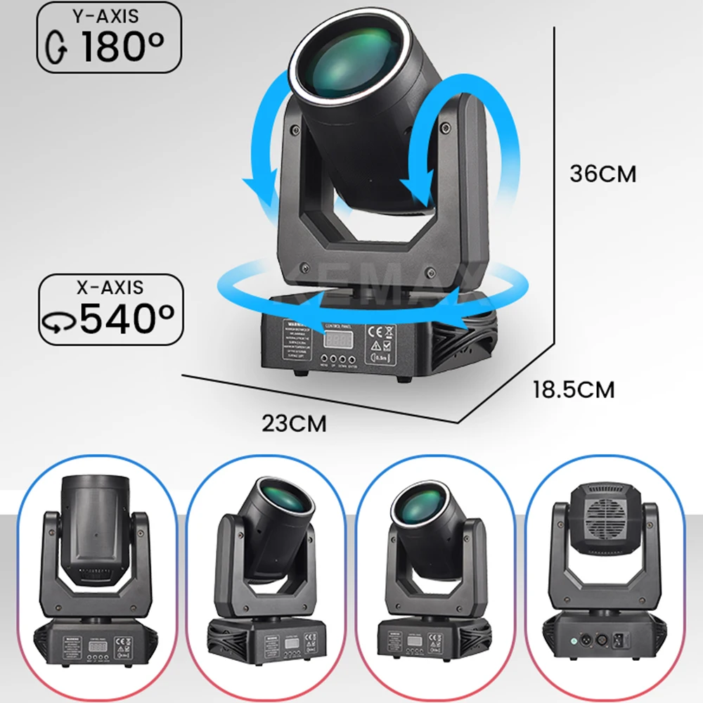Luz LED con cabezal móvil de 200W, haz de Lira de 18 prismas DMX, punto de 15Gobos con anillo, luces profesionales para discoteca y DJ para escenario, boda y club nocturno