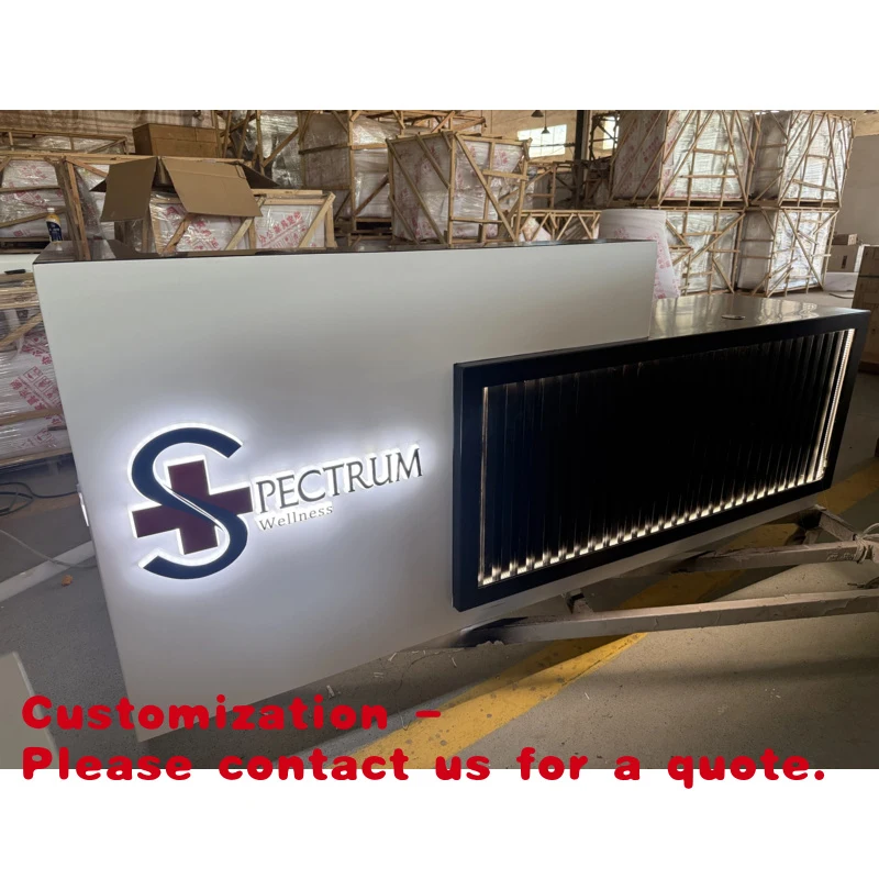 Customize.Led Receptionist Desk Office Custom Black Front Desk Physical  Modern Gym or Other Use Reception Desk