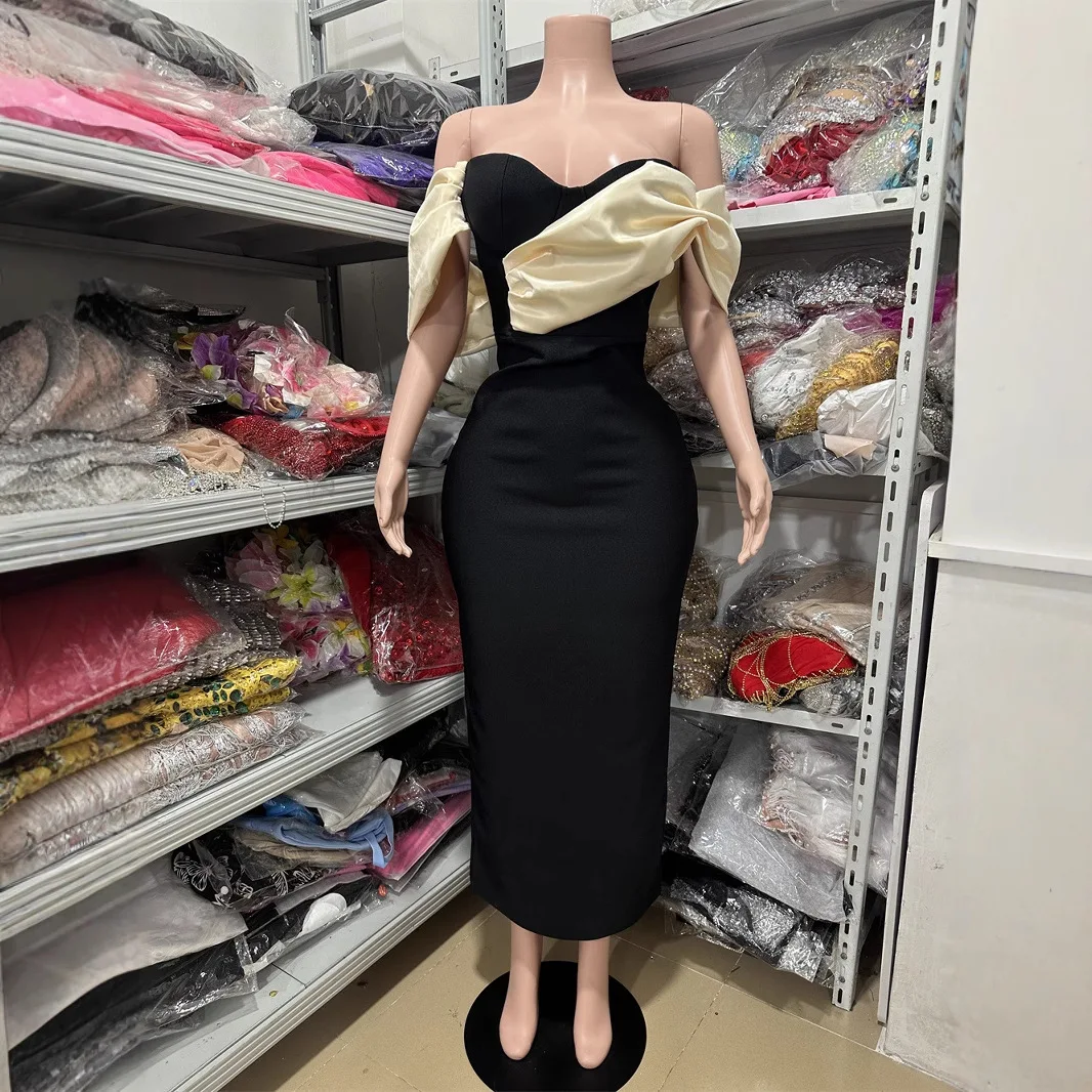 Robe de soirée élégante pour femmes, sans bretelles, Design Patch, longueur cheville, moulante, élastique, à bandes, une pièce, fête de célébrité