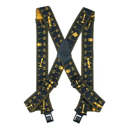 KUNN Side Clip Suspenders for Men Adjustable Elastic 2Inch Hook End Trucker Suspender