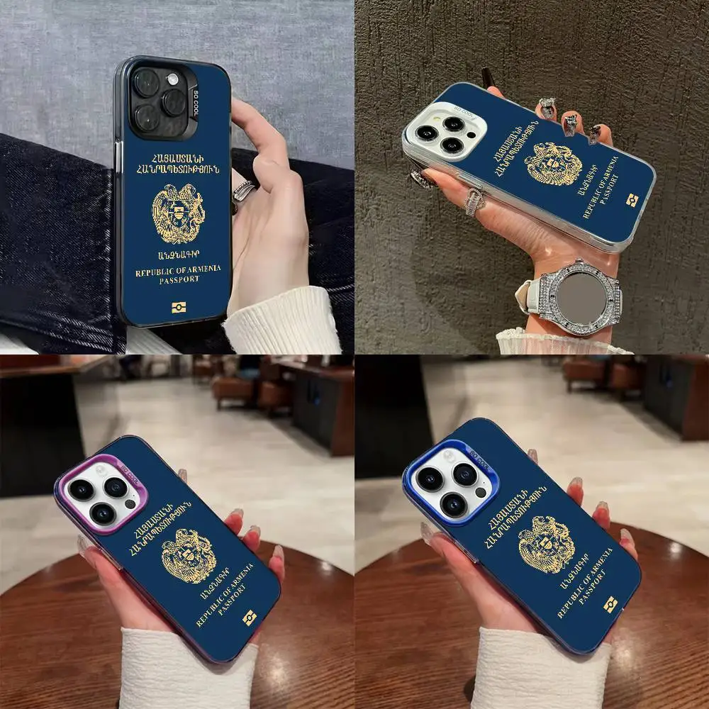 

Phone Case For iPhone 17,16,15,14,13,12,Pro,Max,Plus,E,SE4,Air,Mini Colorful Armenia Passport Soft Cover
