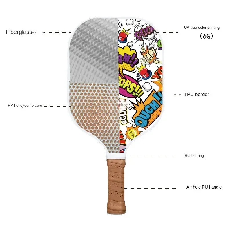 FEYA USAPA Pickleball Paddle Fiberglass Racket PP Honeycomb Core Racket with Bag Ball Set for Balanced Paddle 220g 400mm