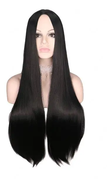 Madness retorna alice cosplay perucas longas retas preto resistente ao calor cabelo sintético perucas cosplay anime