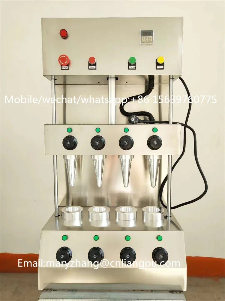 Four Molds Pizza Waffle Cone Display Making Machine