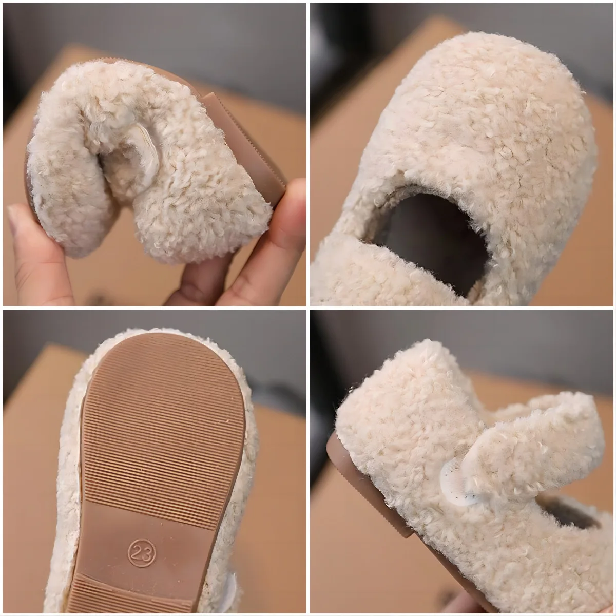 Scarpe basse per bambini invernali Copriscarpe in pelliccia Punta leggera calda per bambini Scarpe casual per bambini Peluche caldo antiscivolo per