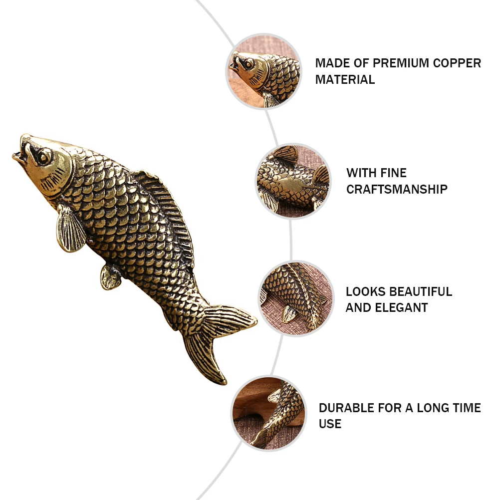 

Lightweight Copper Carp Shape Ornament Koi Incense Holder Elegant Metal Decor Miniature Model Home Interior Accessory