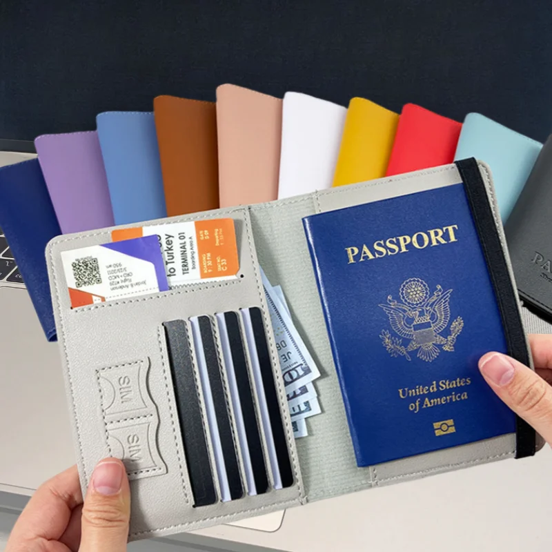1PC Thick Passport Holder with Strap Hand-Stitched Leather Multi-Card Slot Passport Wallet Passport Cover for Travel Accessories
