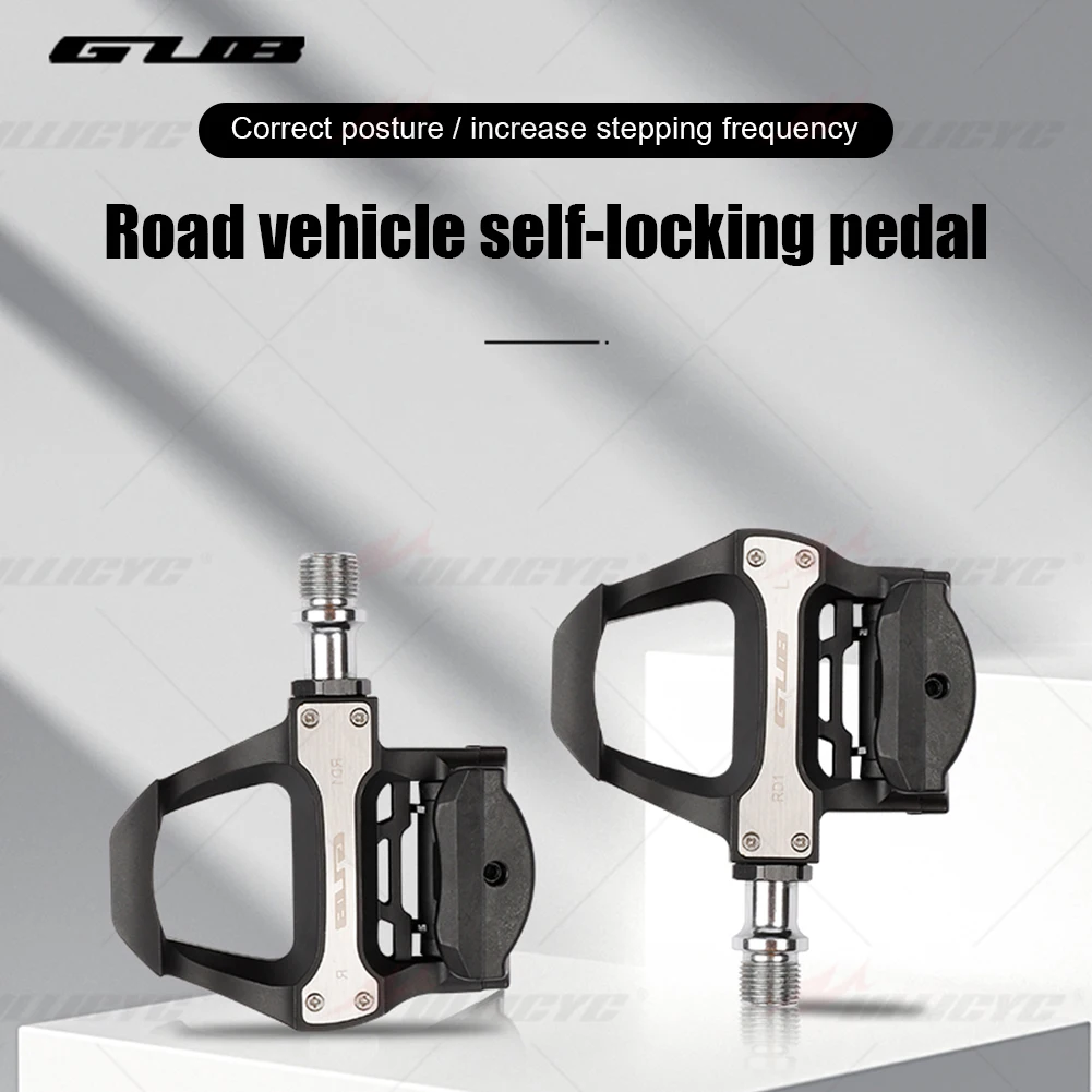 

GUB Brand Road Bike Pedals, Aluminum Alloy Bearing Clip-less Pedals, Self Locking Cleat, SPD, RD1