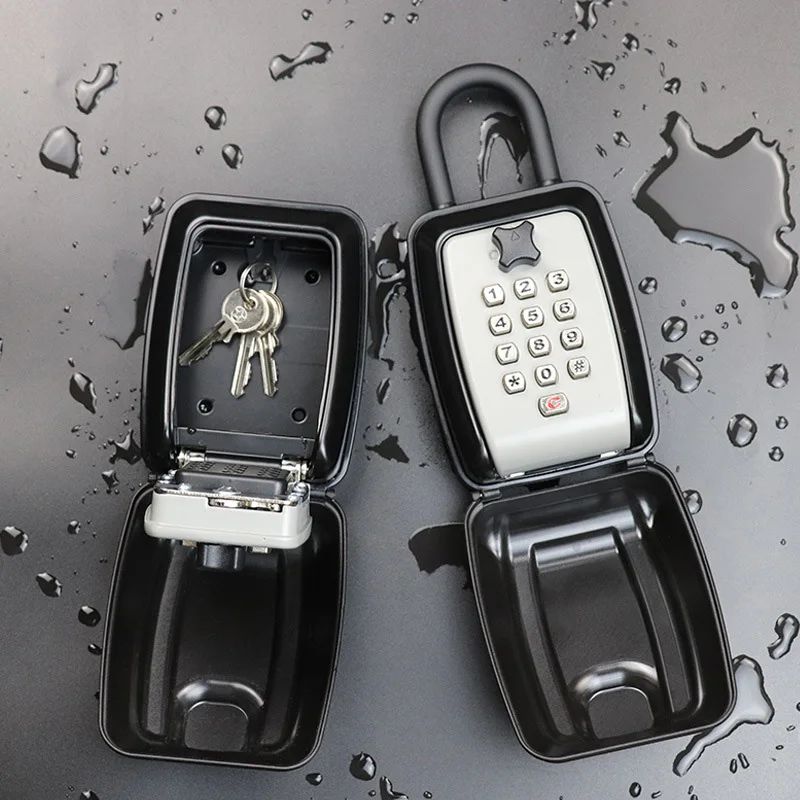 High-quality Black/Grey Hook Key Safe Box Waterproof Anti-theft Metal Shell With 12 Digits Code Key Storage Home Garage Office